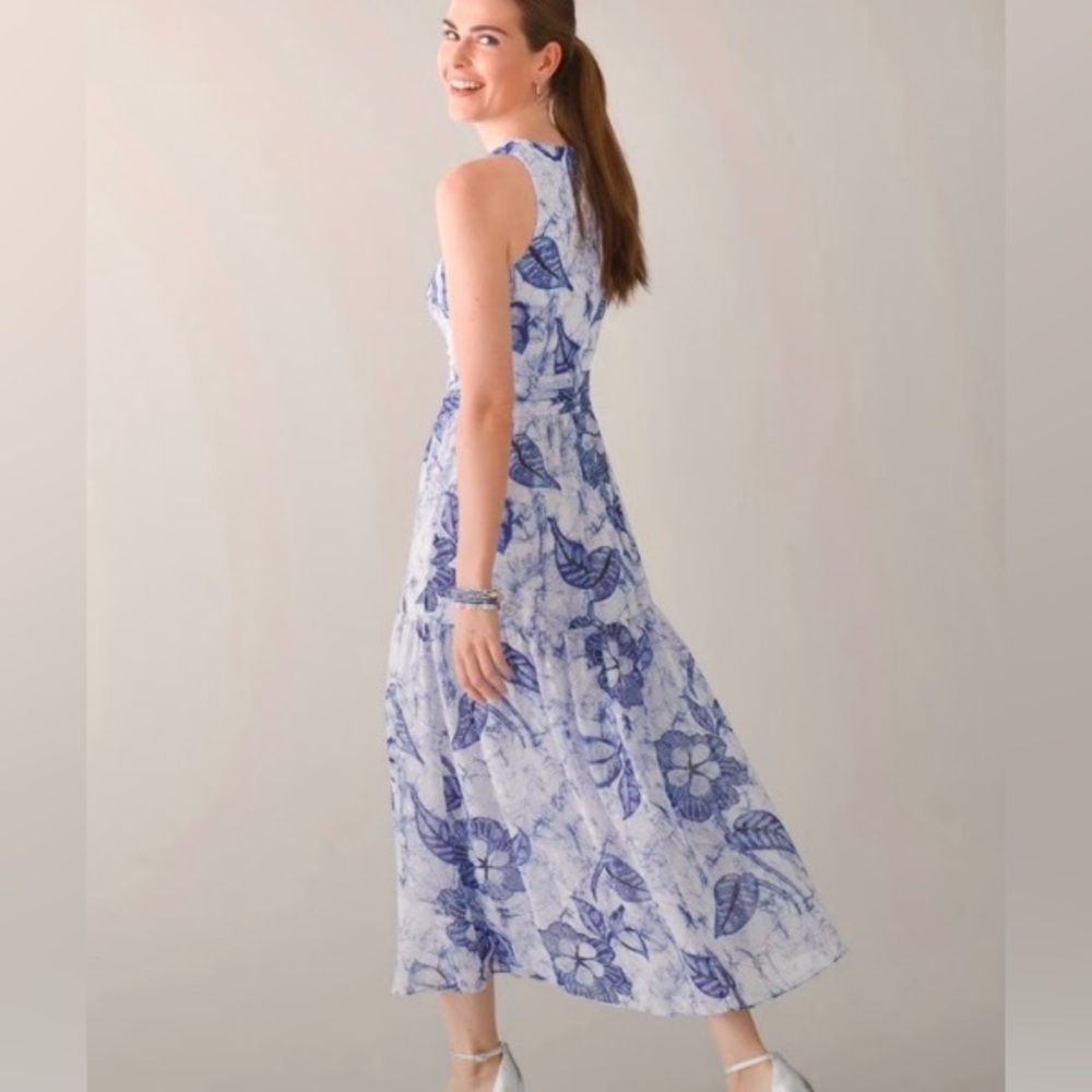 White House Black Market Blue and White Floral Maxi Dress - Picture 5 of 15
